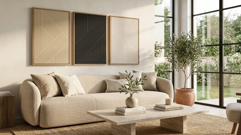 Large Neutral Abstract Wall Art Set: A Modern 3-Piece Framed Canvas Guide
