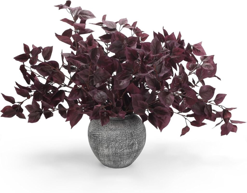 featured Burgundy faux fall stems styled in a tall vase for autumn decor