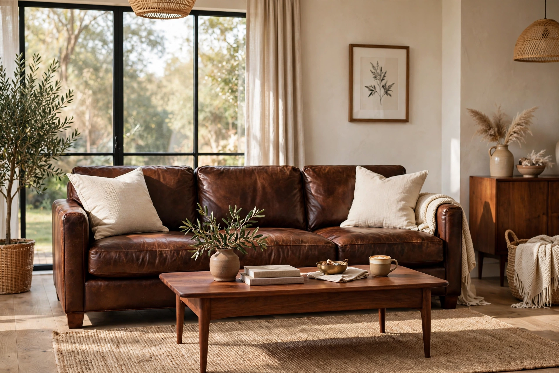 Layered foliage garlands make classic fall mantel decor ideas with dried eucalyptus and maple leaves