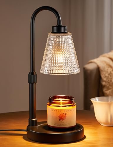 Innqoo candle warmer lamp with glass shade warming a scented candle