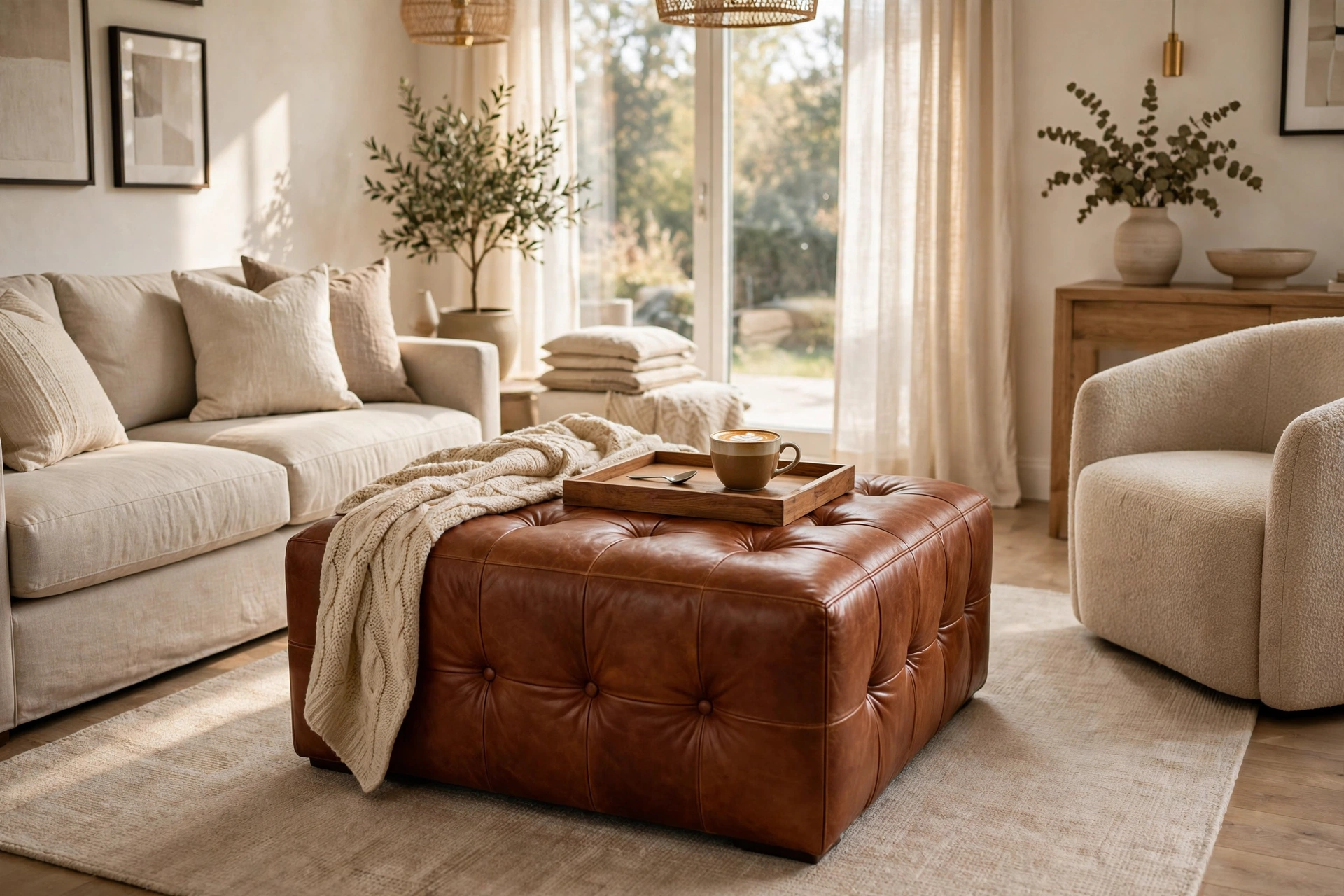 Toy storage ideas living room: upholstered storage ottoman with lid and tray