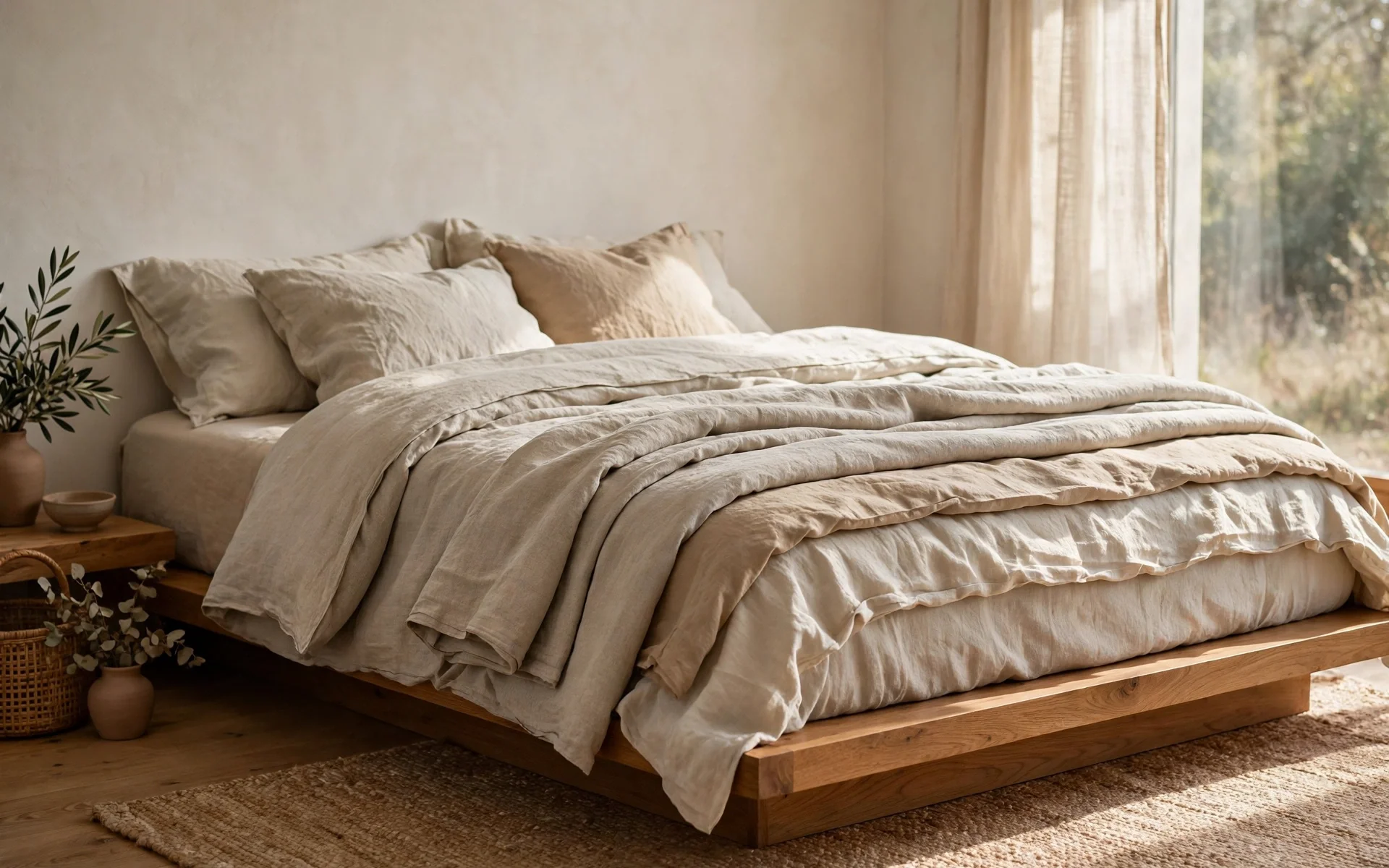 Fall bedroom decor ideas with amber-toned bedside lamp lighting
