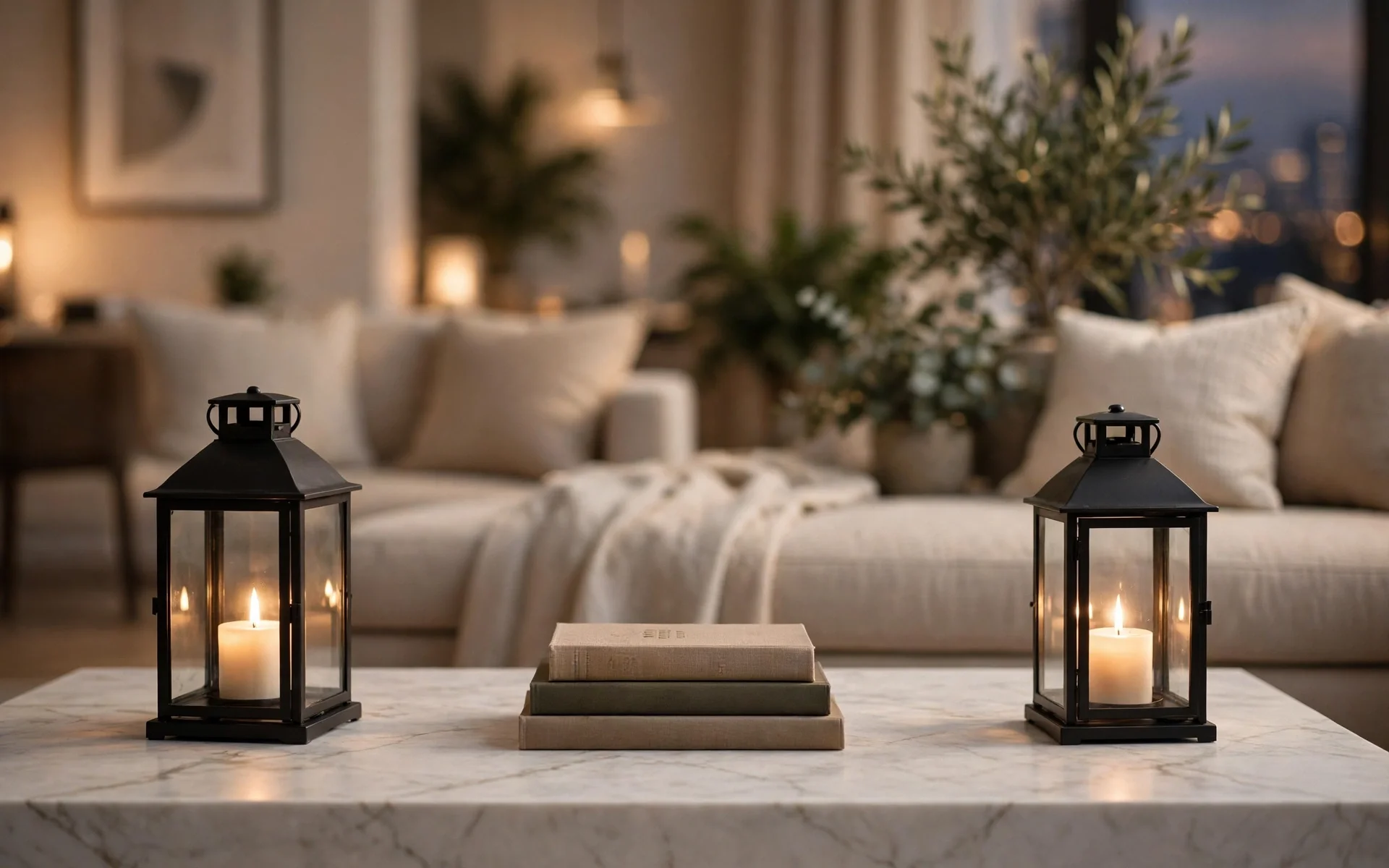 Fall bedroom decor ideas featuring a candle tray styled on the nightstand